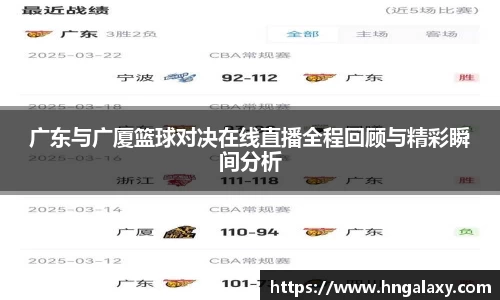 广东与广厦篮球对决在线直播全程回顾与精彩瞬间分析